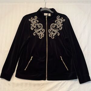 Zenergy by Chico's Black Velvet Jacket size 1 equivalent M
